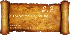 Sinkovits Hajnalka névjegykártya